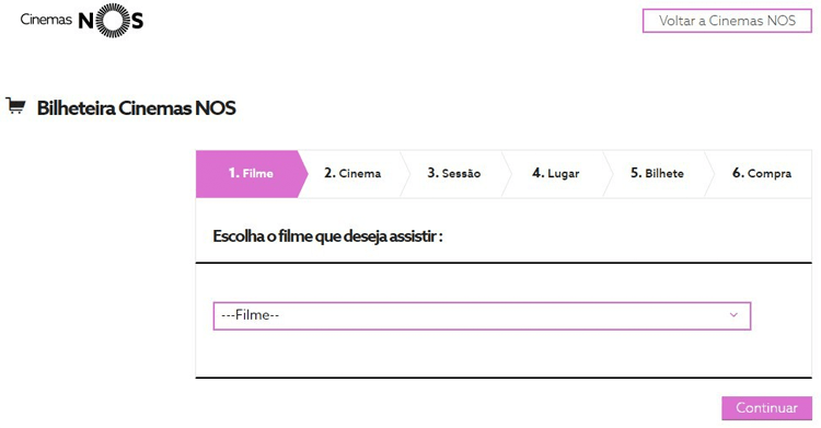 Cinema NOS bilhetes