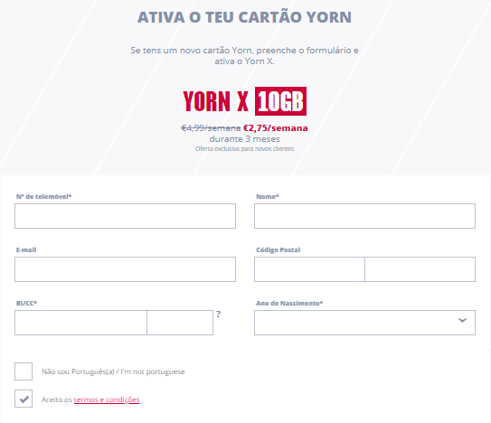 yorn ativar cartao yorn