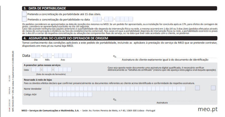 formulario portabilidade meo 2