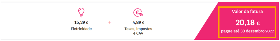 Exemplo da página 1 da fatura SU Eletricidade