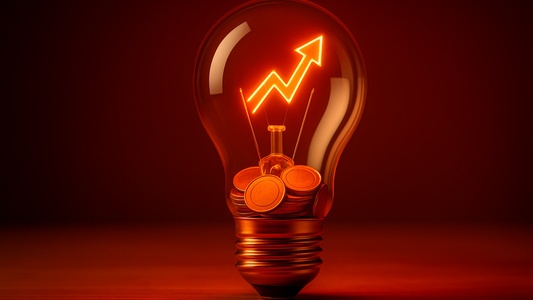 Lâmpada com euros e símbolo de aumento no preço da eletricidade em Portugal no dia 16 de setembro